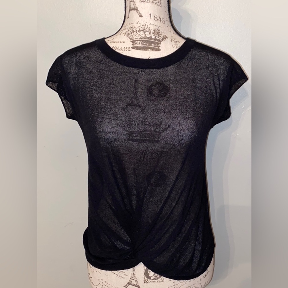 Tahari Mesh Knit Cap Sleeve Top NWOT